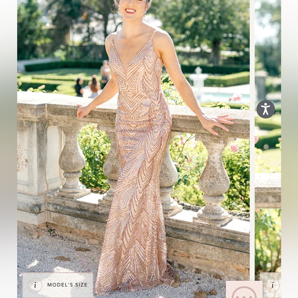 Revelry Camila Geo Sequin Dress size 0 rose gold NYE